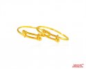 22K Gold Pipe Style Kids Kada (2PC) - Click here to buy online - 1,189 only..