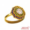 22Kt Gold CZ and Colored Stone Ring