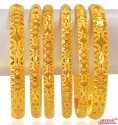 22KT Gold Bangles Set (6 PCs) - Click here to buy online - 7,399 only..