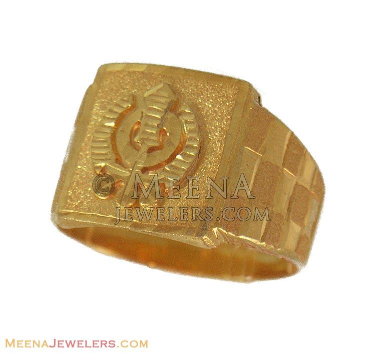 22k Solid Gold Elegant Sikh Sikhi Religious Khanda Mens Ring Size 10.0 R143  mf | Royal Dubai Jewellers