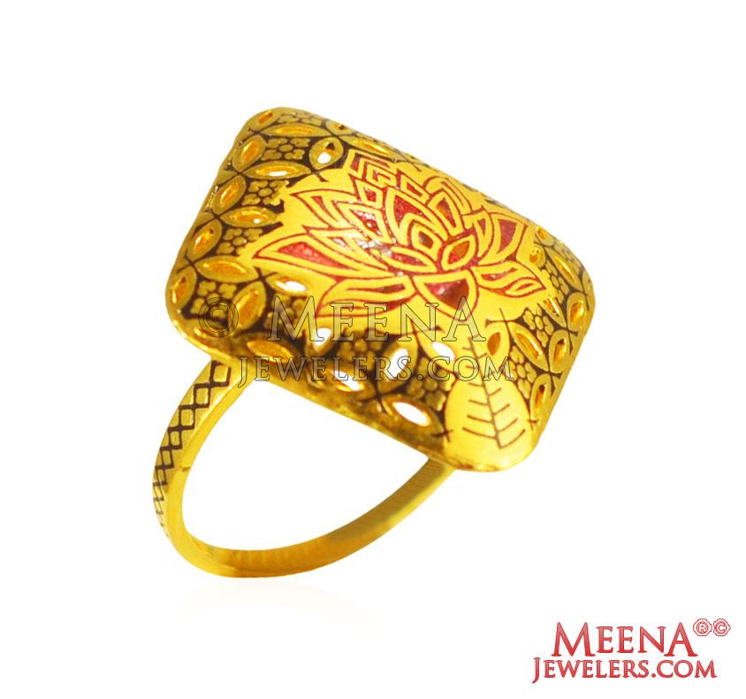 Very big kundan ring gold plated meenakari Big kundan adjustable ring for  women girls.