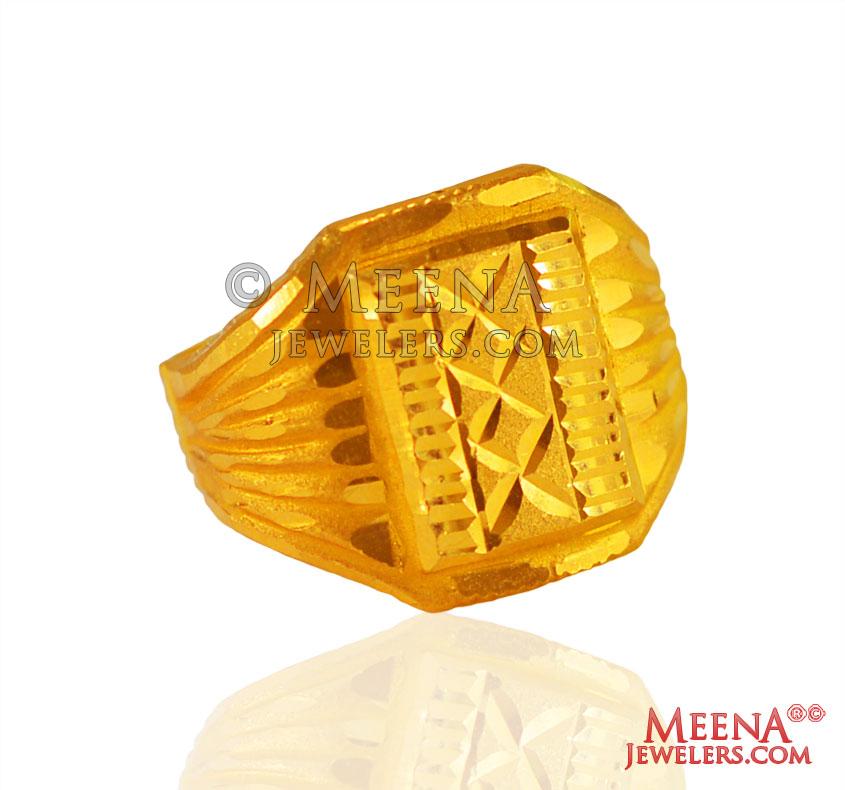 Stunning 22K Yellow Gold Ring for Men - MRG-1332