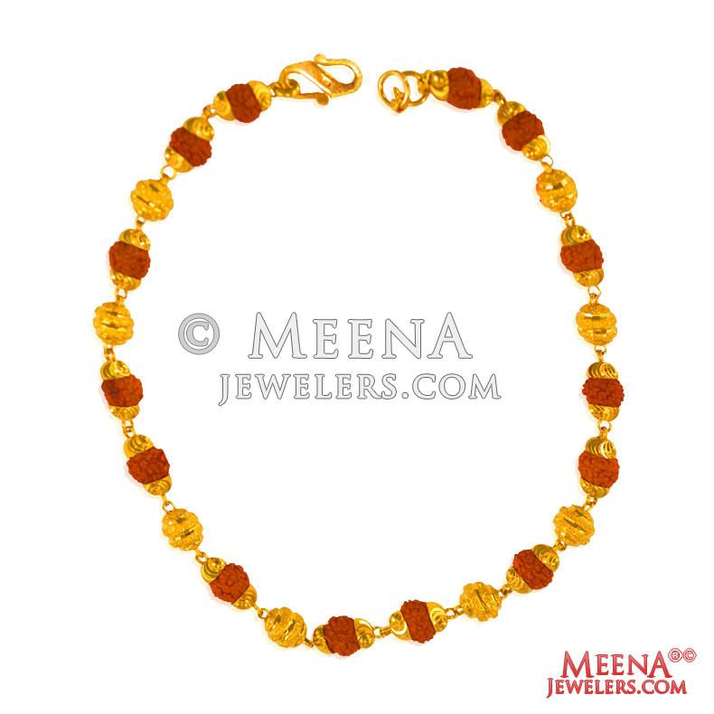 5 Mukhi Rudraksha Bracelet With Designer Gold Plated Caps (2 Lines) –  Numeroastro