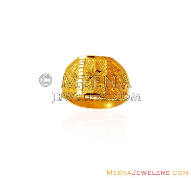 22K Lord Ganesha Cz Gold Ring | Raj Jewels