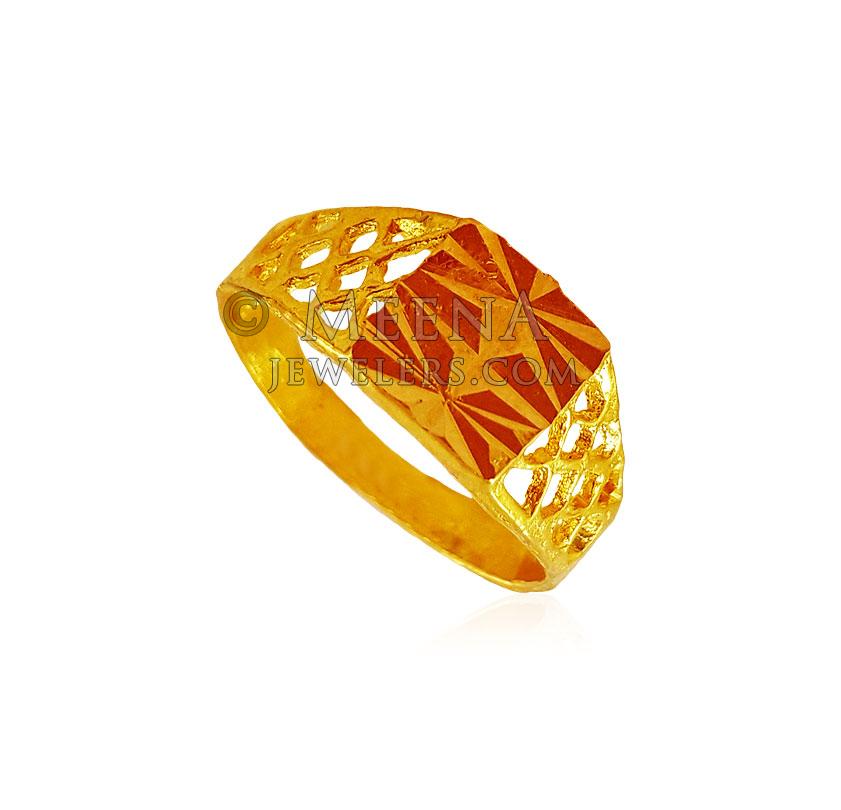 22K Gold Baby Boy Ring - BjRi22415 - 22K Gold Baby Boy Ring designed  beautifully in square shape and different style in shine finish.