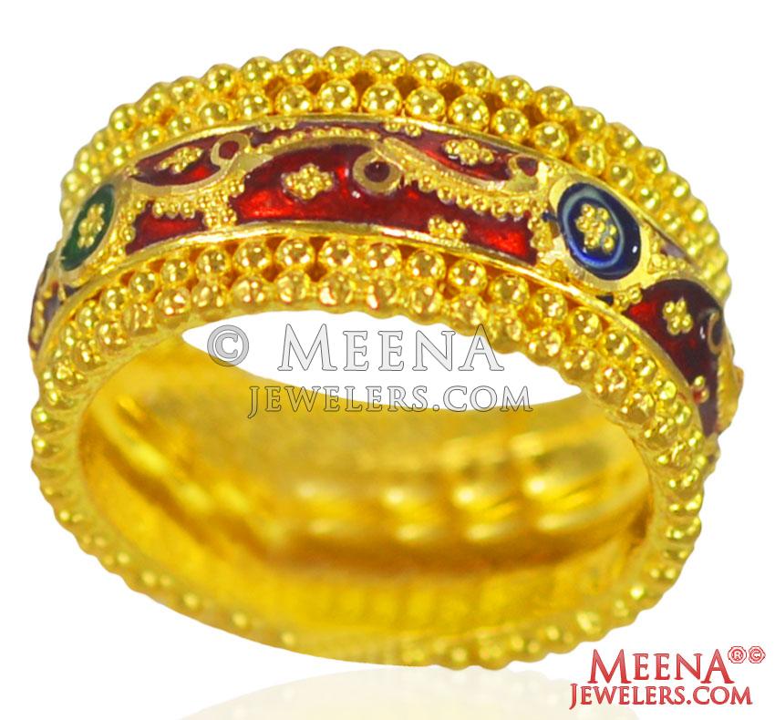 Meenakari Gold Ring at best price in Jaipur by Saraswati Art & Jewellers |  ID: 4623663397