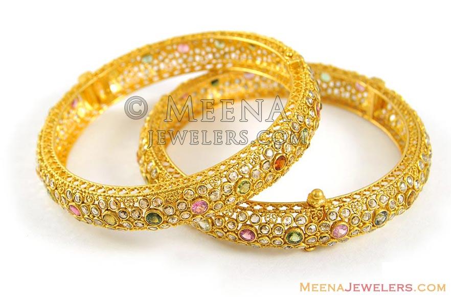 Polki Bangles in Gold - Dhanalakshmi Jewellers