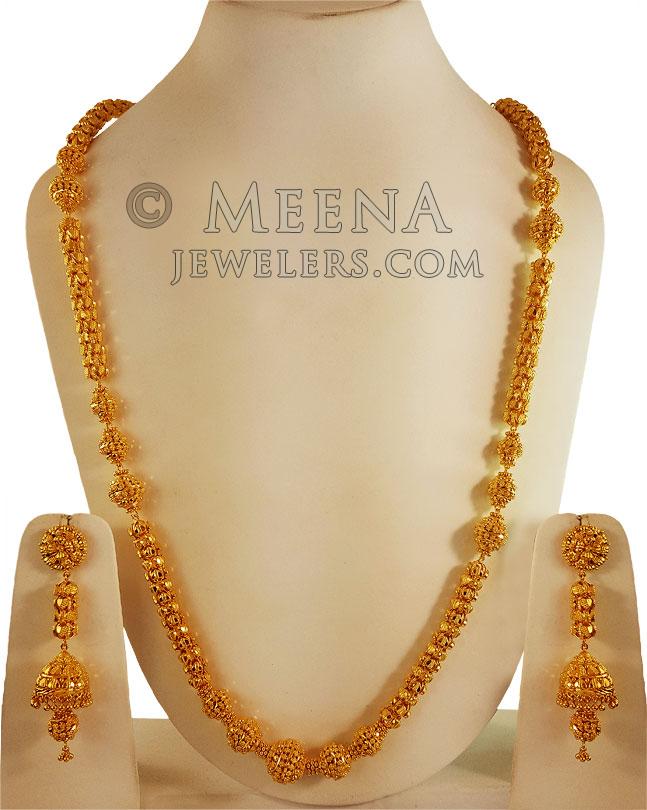 22kt Yellow Gold Long Necklace Set Stgo22232 22kt Yellow Gold Long Necklace Set Set Is 3508