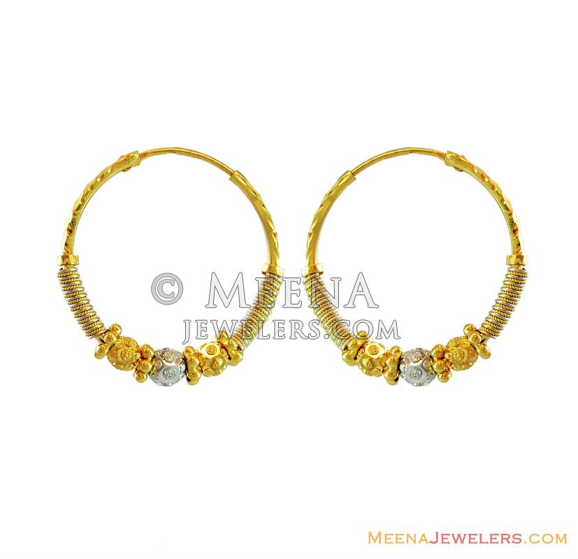 Indian Gold Bali 22K - ErHp12874 - Indian Gold 22kt bali / earrings ...