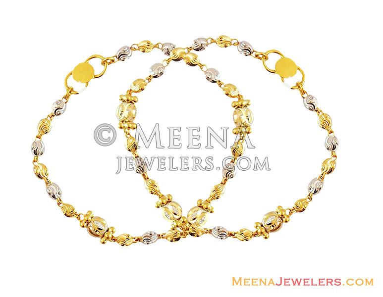 22K Fancy 2 Tone Baby Bracelet BjBb12860 22k gold fancy baby