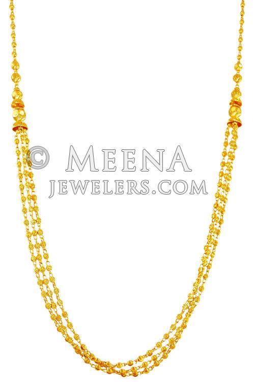 22K Gold Layered Chain(24 Inches) - chfc21605 - 22K Gold chain is designed in three layered 