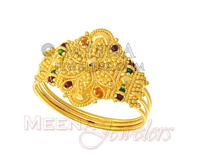 22Kt Gold Enamel Paint Ring RiLg2347 22Kt Gold Enamel Paint Ring
