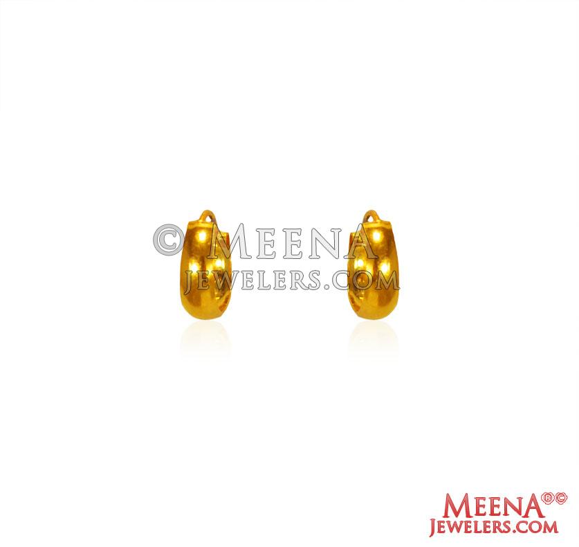 22 Kt Gold Hoop Earrings Erhp25805 22 Kt Yellow Gold Hoop Earrings Is Designed In Smooth Finish