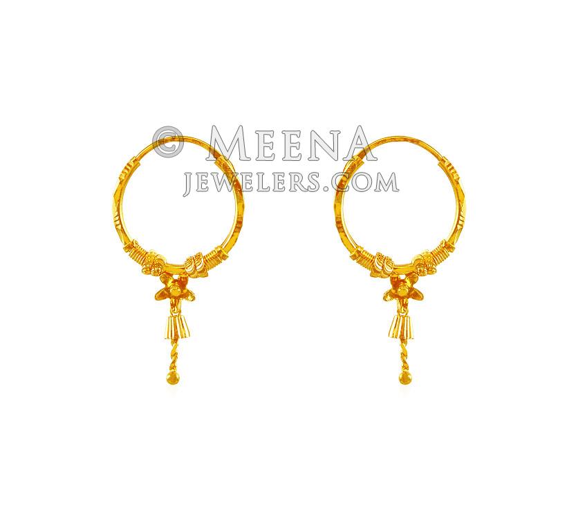 Gold Hoop Earrings ErHp18621 22K Gold Hoop earrings with shine