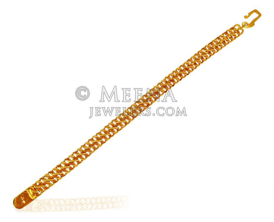 22 Kt Gold Mens Bracelet BrMs21165 22K Gold flat design bracelet