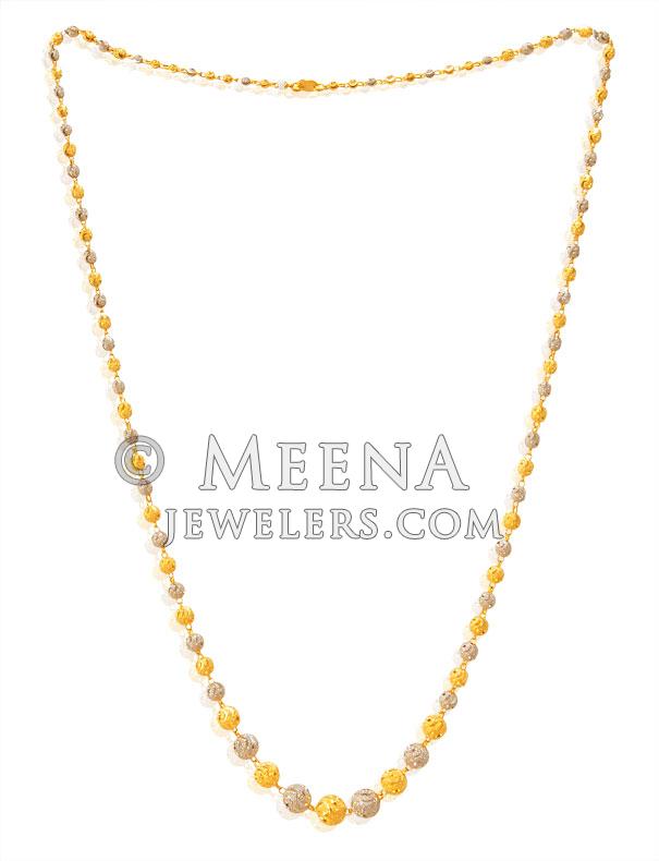 22k Gold Balls Two Tone Chain chfc23615 22 Karat Gold Two tone long Chain. Chain is beaded