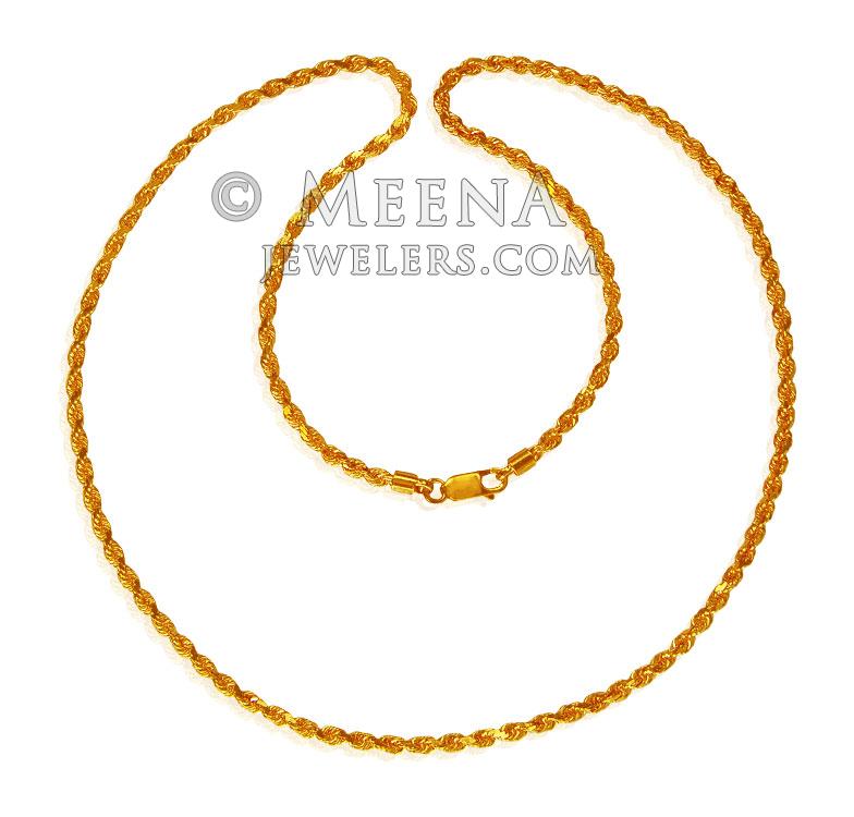 22 Kt Gold Mens Chain (22 Inch) - ChPl20165 - 22K Gold 22 Inches long ...