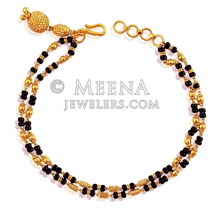 22K Gold Black Beads Bracelet BrLa18642 22K Gold bracelet for