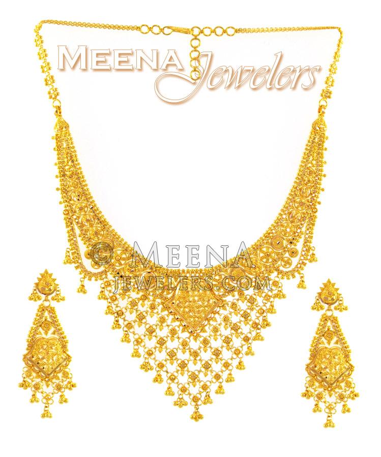 22Kt Gold Jewelry Set (Necklace and Earrings) StGo1623 22 Kt gold Jewelry, necklace and