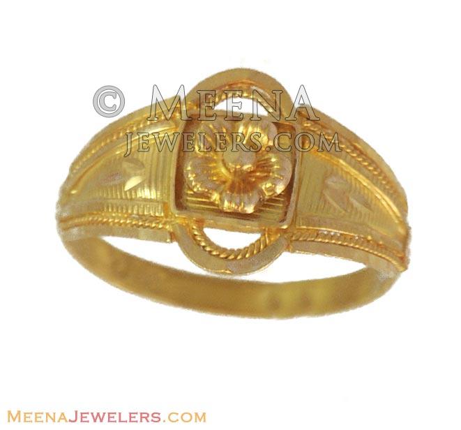 22K Yellow Gold Ladies Ring RiLg11240 22K gold ladies ring in dull