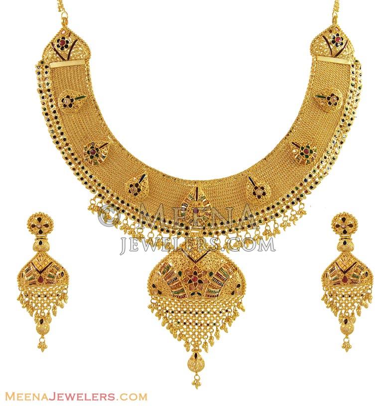 22K Gold Exclusive Necklace Set - StBr10056 - 22K Gold Necklace and ...