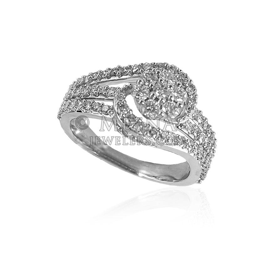 18K White Gold Diamond Ring - DiCo22306 - 18K White Gold Ladies Fancy