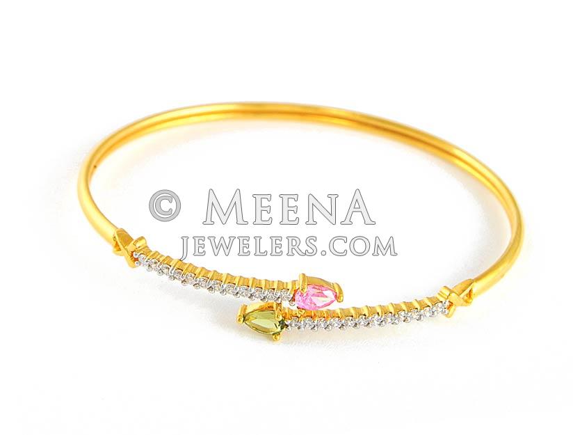 Gold Bangle with Colored Signity BaSt4726 2k Gold Bangle with