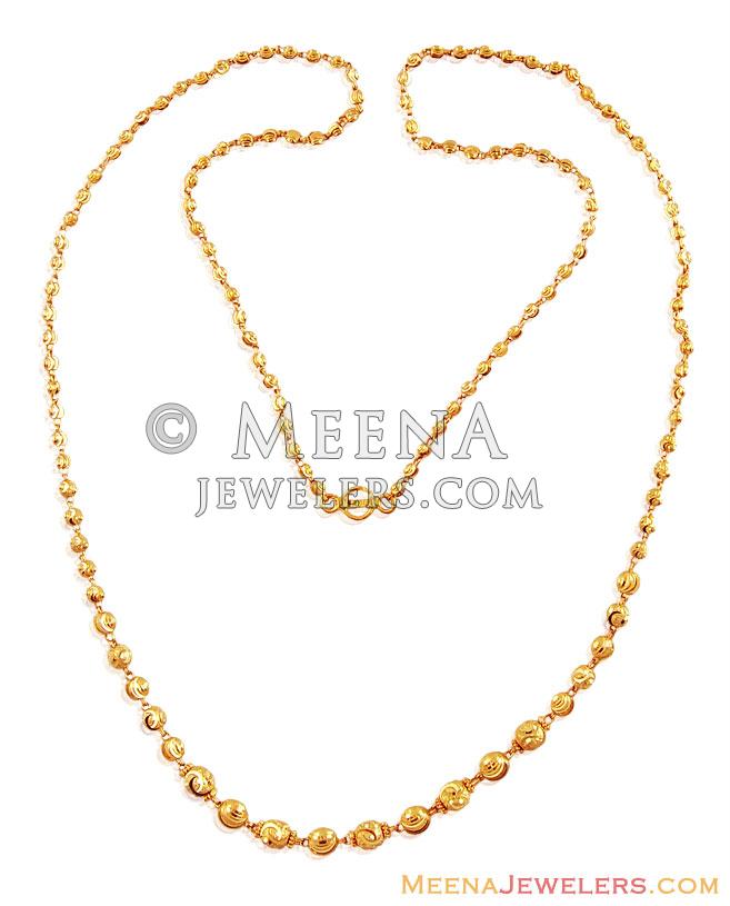 Gold Balls Ladies Chain (24 Inches) - ChLo16433 - 22K Gold ladies chain ...