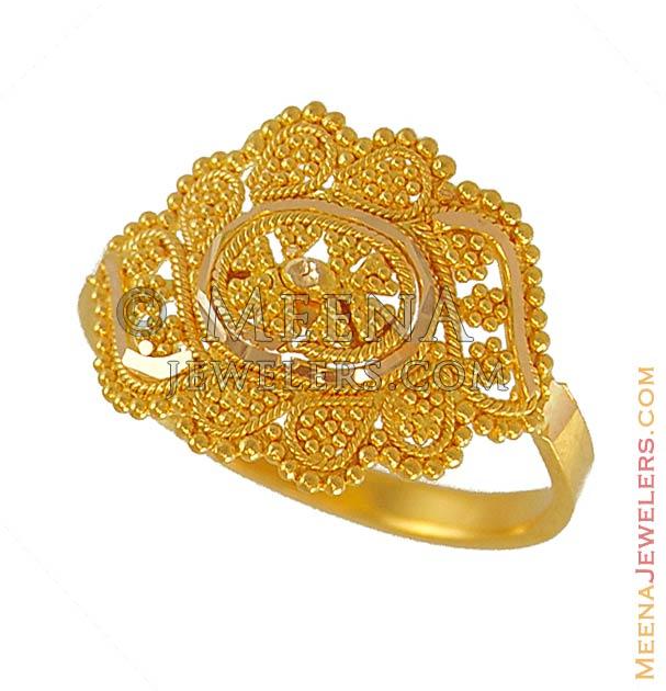 Gold Filigree Ring - RiLg6494 - 22Kt Gold Ring with beautiful filigree ...