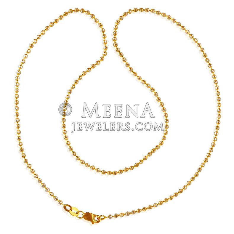 22k Gold Balls Chain - chfc21102 - US$ 648 - 22K Gold chain is beaded ...