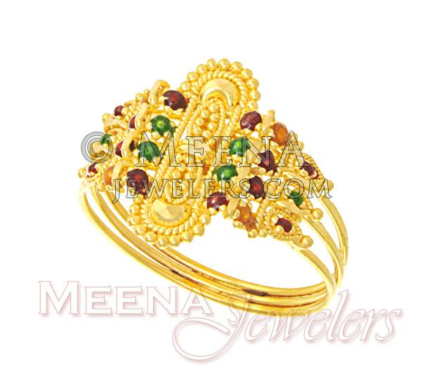 Enamel Paint Ladies Gold Ring RiLg2343 22Kt Gold Designer Ladies