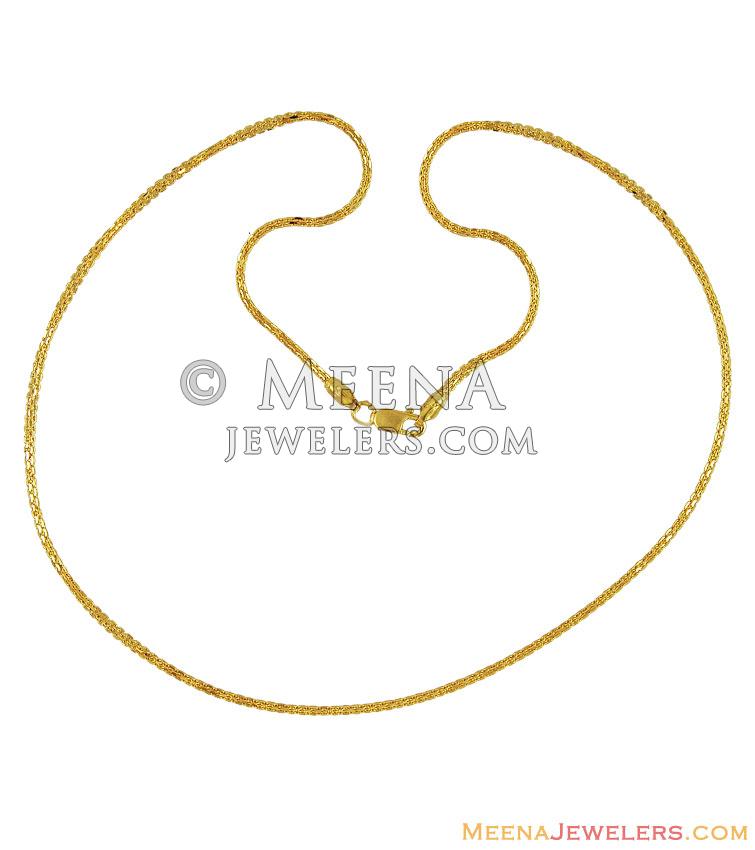 22k Gold Baby Chain chpl12291 22K plain gold Baby Chain in nice design and shine finish