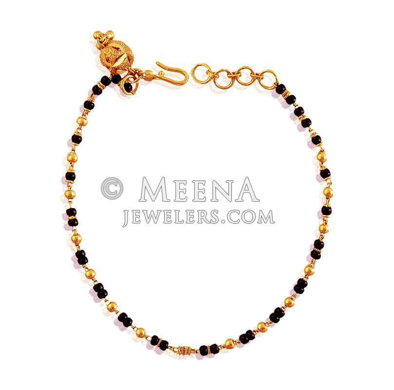 Gold Black Beads Bracelet - BrLa18100 - 22K Gold bracelet for ladies