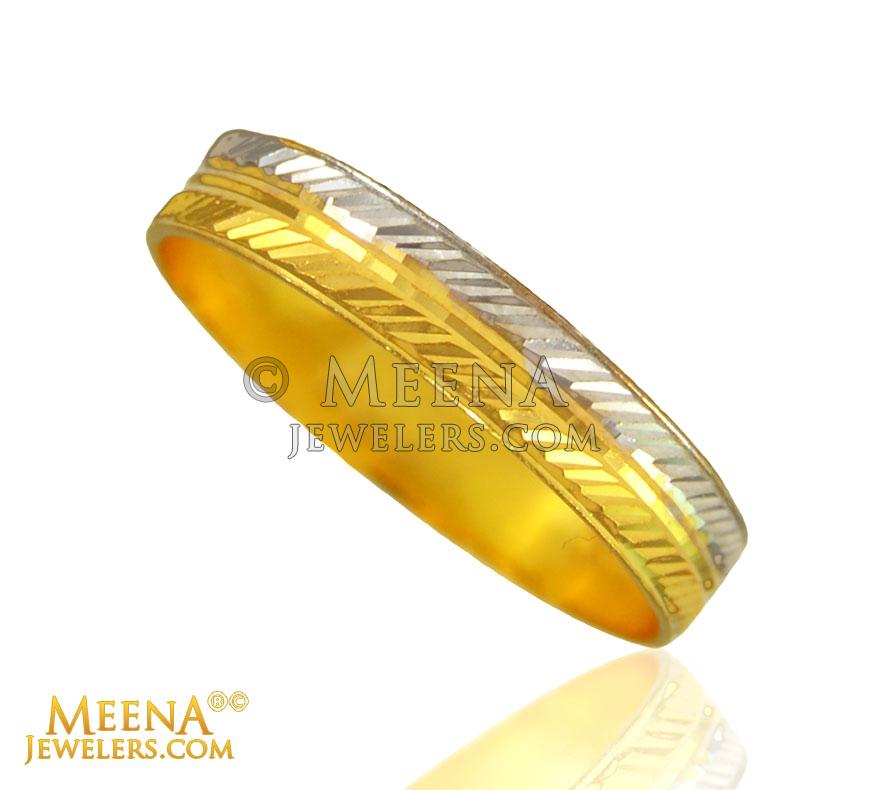 22 Kt Gold Two Tone Band   RiWb24534   22 Kt Gold Band, Designed With