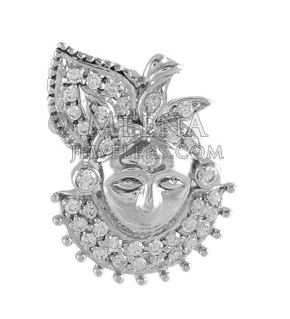 18Kt White Gold Krishna Pendant with Star Signity stones studded ...