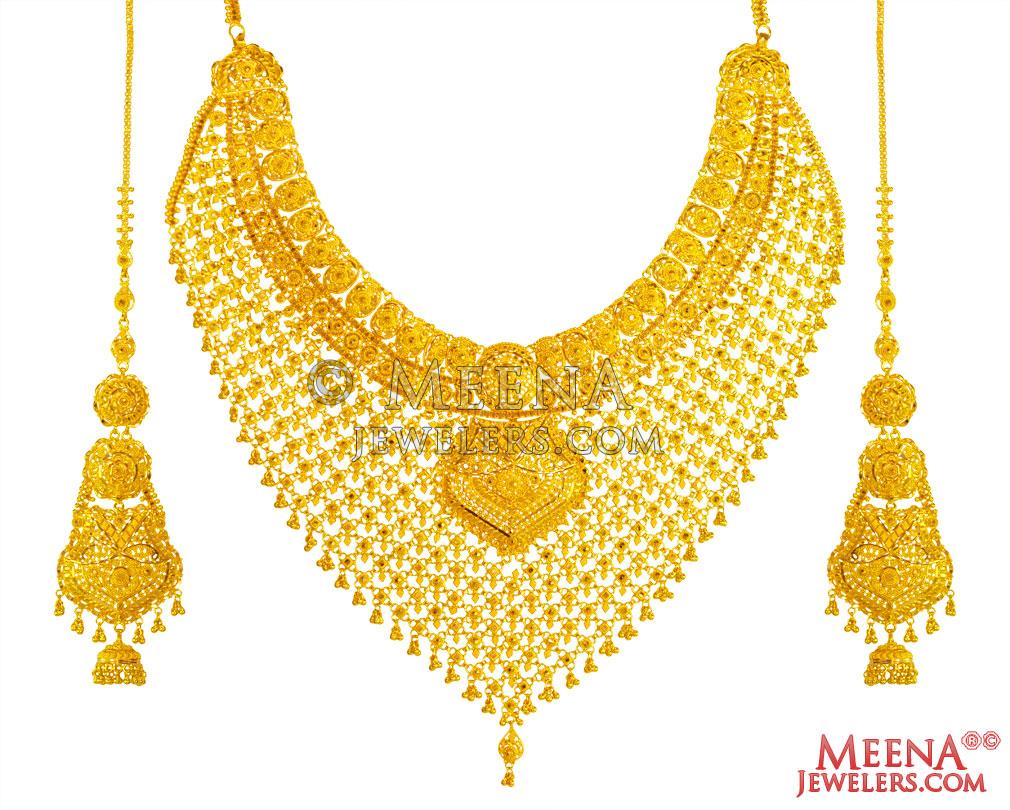 22Kt Gold Necklace Earring Set - stls27223 - US$ 14,387 - 22kt gold ...