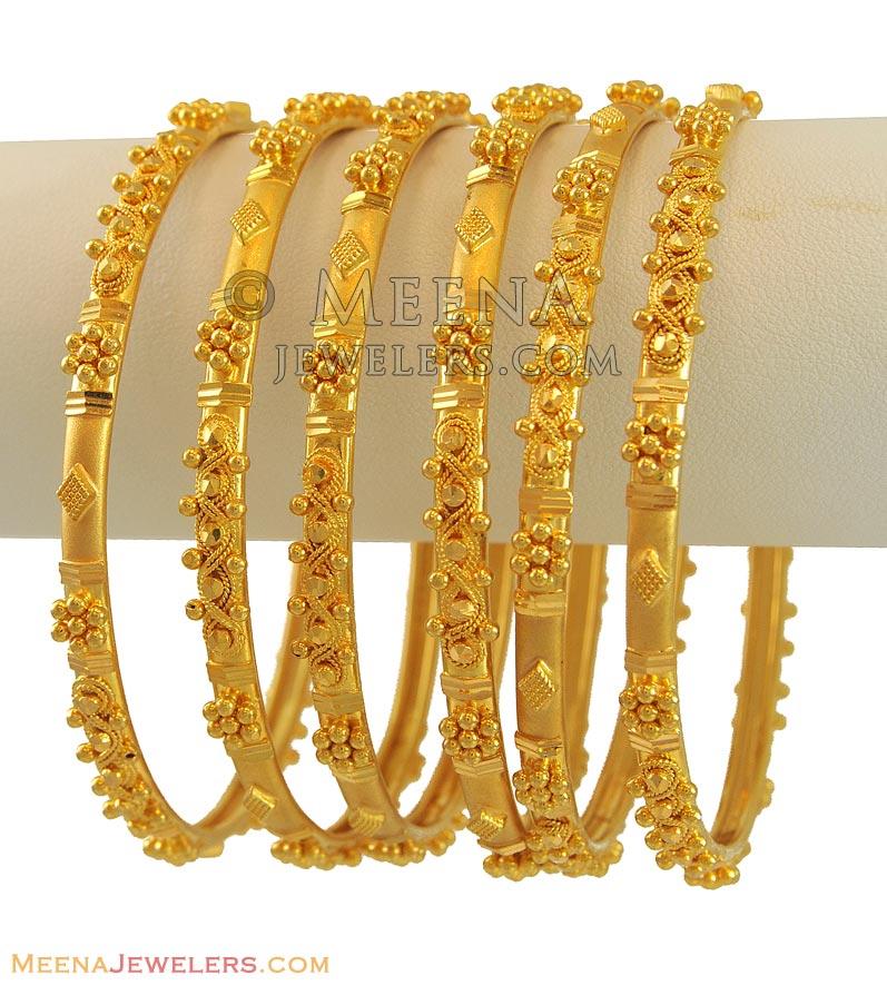 Indian Gold Bangles (set of 6) - BaSt10611 - 22Kt Gold Bangles (set of ...