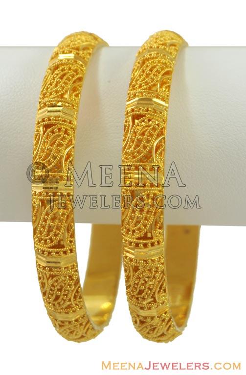 Indian Gold Bangles (22KT) - BaGo10374 - 22K Yellow Gold Bangles with ...