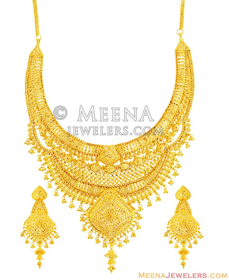 22K Designer Bridal Necklace Set - StBr12639 - 22k Exclusive yellow ...