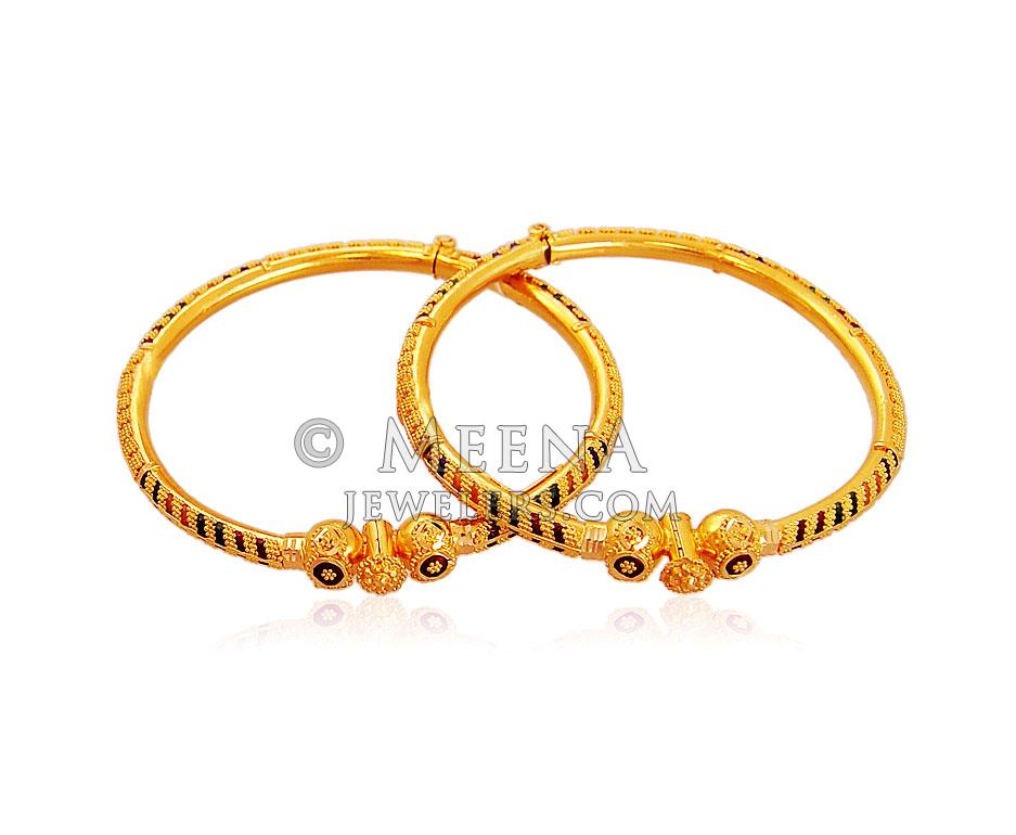 22K Gold Meenakari Kids Kada BjBa18231 22K Gold Kids Kada (Set of 2