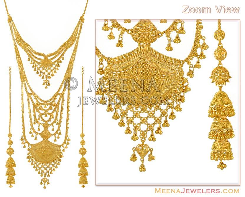 Gold Rani Haar (22K Bridal Necklace Set) - StBr6352 - Gold Rani Haar ...