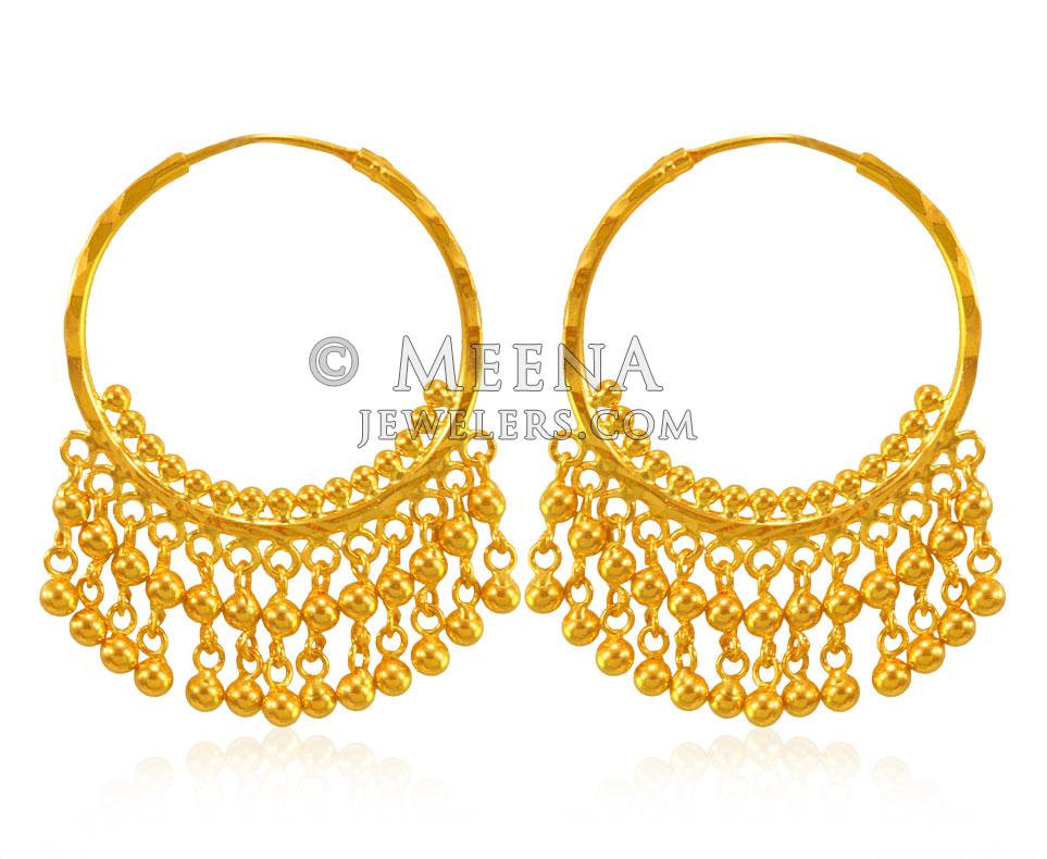 22kt Fancy Hoop Earrings Erhp23349 22kt Gold Fancy Hoop Earrings Designed With Fancy Pattern