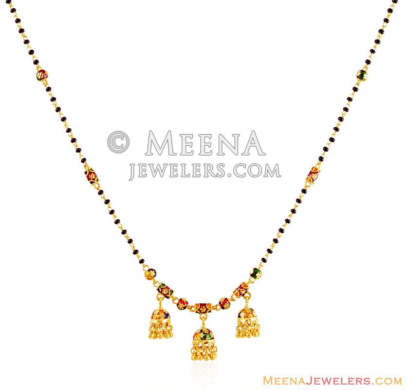 Gold Meenakari Indian Mangalsutra - chms16347 - 22K Gold Indian ...