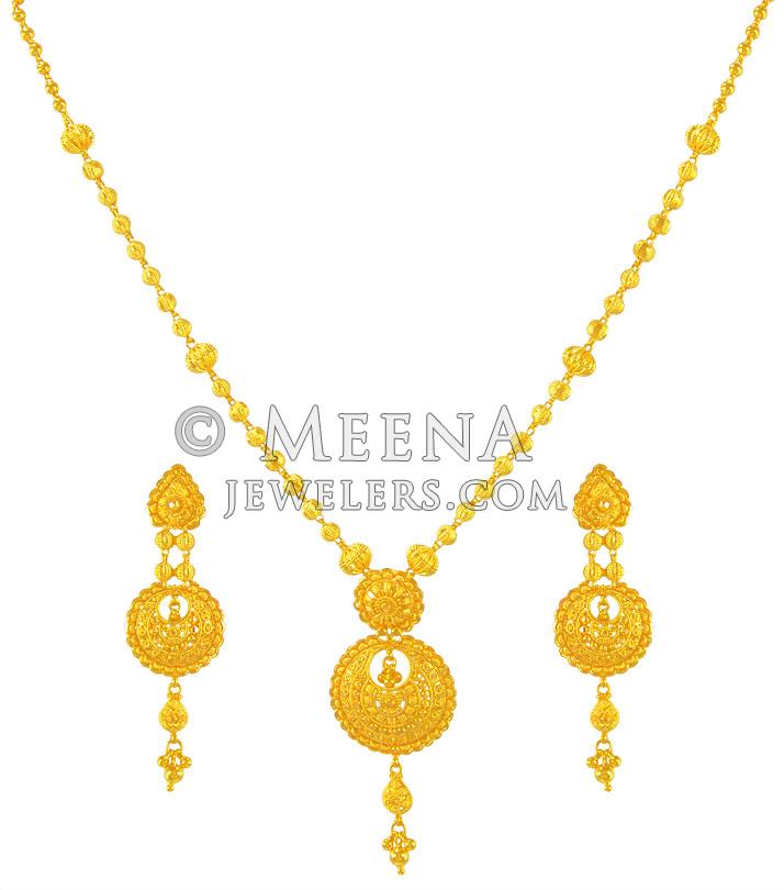 22kt Gold Necklace Set for Ladies - StLs22080 - 22K Gold Indian design ...