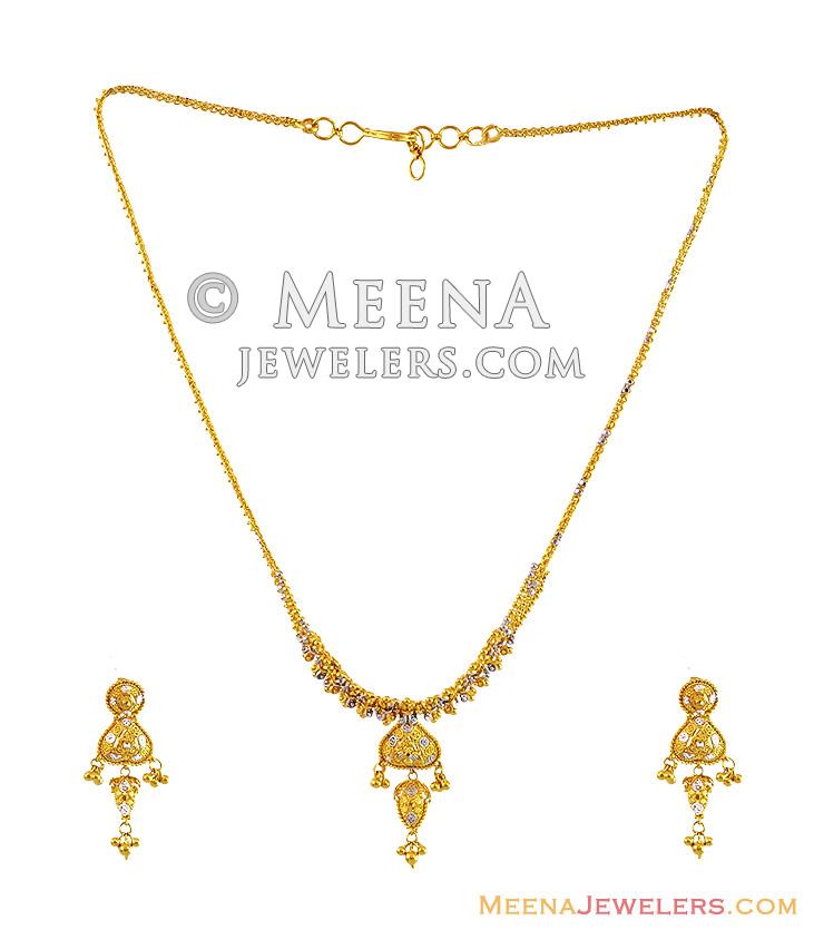 22K Filigree Pattern Necklace Set StLs13107 22K Gold Two Tone Fancy