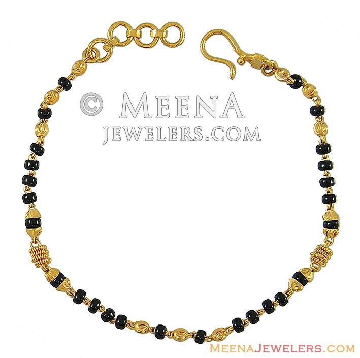 Black Beads Gold Bracelet(22k) BrLa8534 22k gold ladies bracelet beautifully designed with