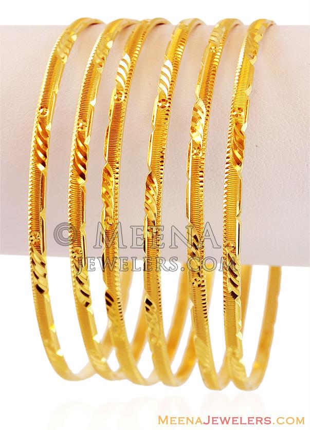 Gold Bangles Set (Set of 2 - BaSt15961 - 22k gold bangles set (2 pcs ...