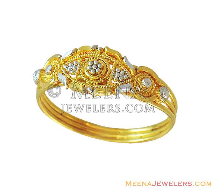 22K Gold Ladies Ring RiLg12444 22K Gold 2 tone Ladies Ring with