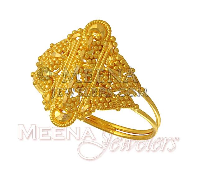 22Kt Gold Ladies Filigree Work Ring RiLg2321 22Kt Gold Ladies