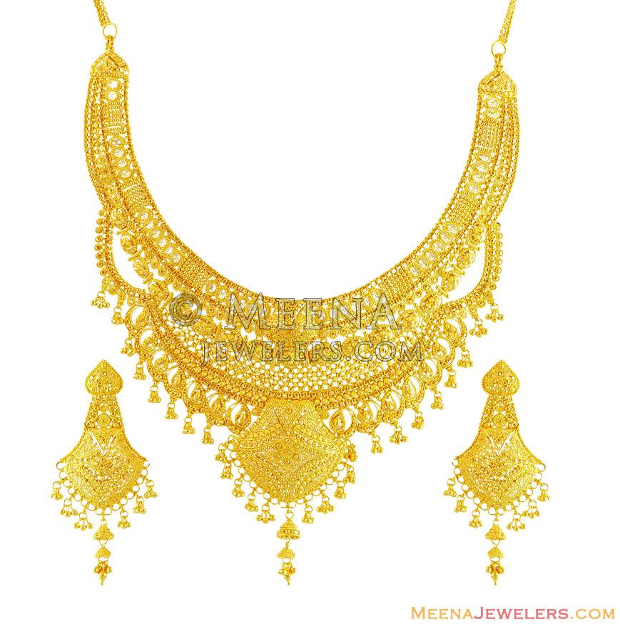 22K Designer Bridal Necklace Set - StBr12692 - 22k Exclusive yellow ...